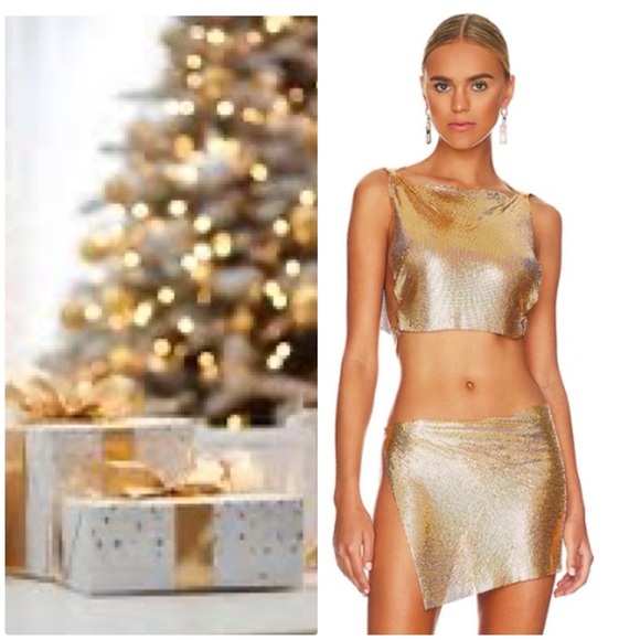 ‼️🤩WOW‼️SET 🤩8 Other Reasons Chainmail Top & Skirt Set in Gold NWOT ONE Size ALL - Picture 10 of 11